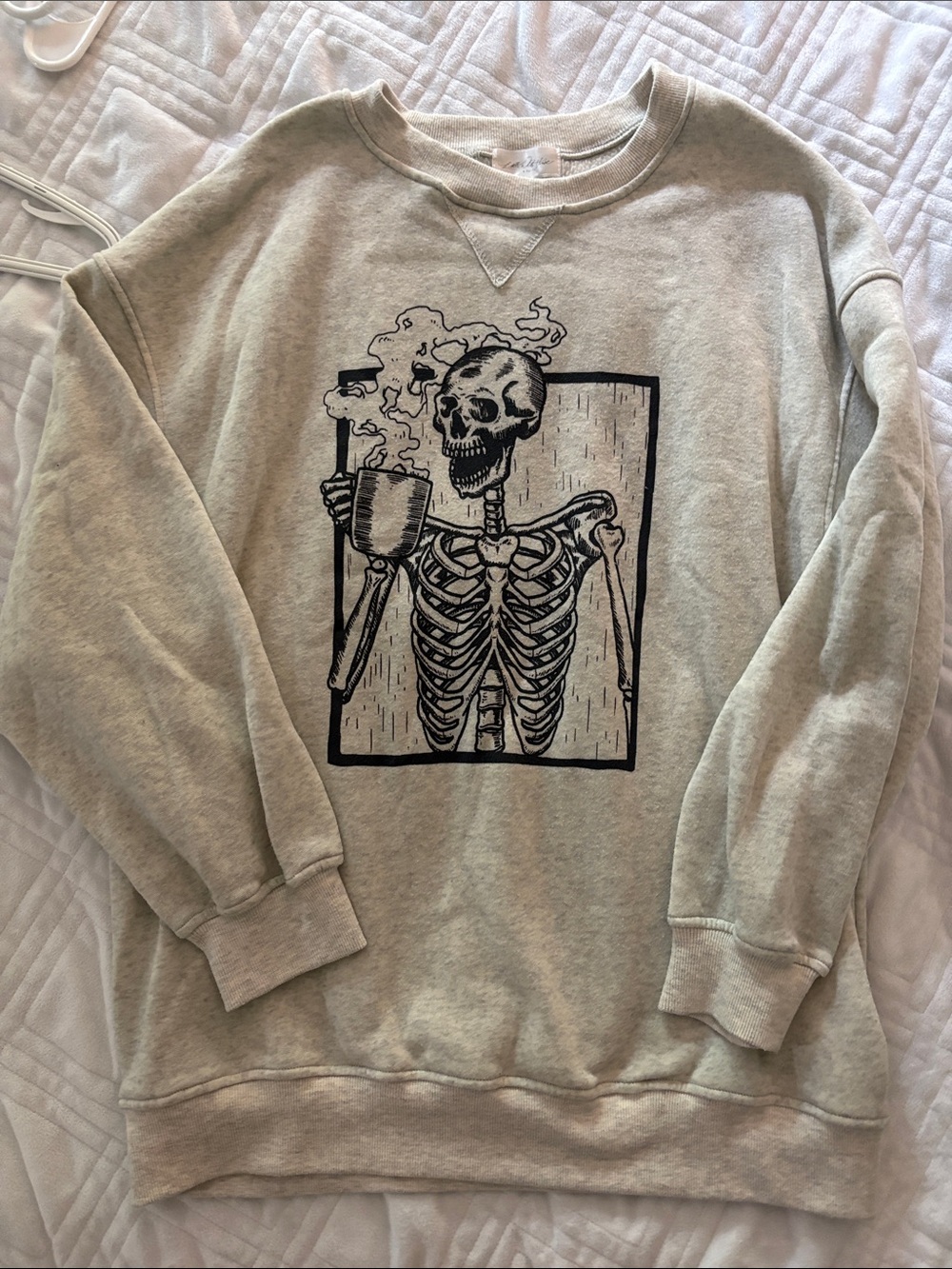 Little White House skeleton coffee crew sweatshirt